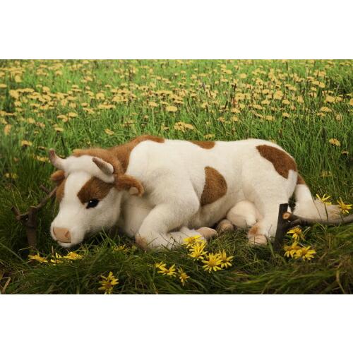 ケーセン ぬいぐるみ kosen うし 伏せ 茶白 39cm Cow, Lying リアル