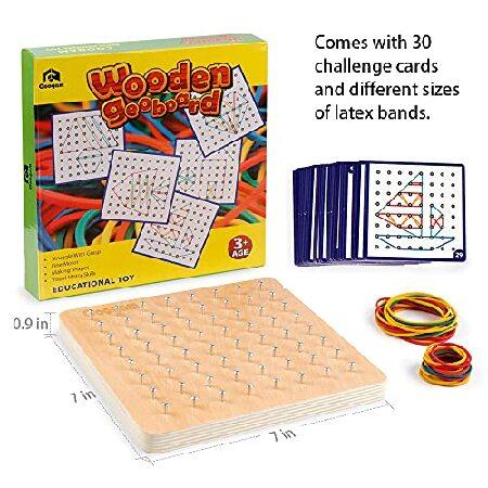 いいスタイル Coogam Wooden Geoboard Mathematical Manipulative Material Array Block Geo Board - Graphical Educational Toys with 30Pcs Pattern Cards and Late並行輸入