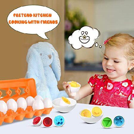 格安購入 おそろいの卵のおもちゃ、幼児教育玩具 学習ソート/マッチ、教育的な色と形の認識スキル学習卵セットおもちゃ 1歳以上 幼児/女の子/男の子用 (12個の卵)並行輸入