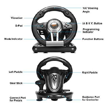 PXN Xbox Steering Wheel V3II 180° Gaming Racing Wheel Driving Wheel, with Linear Pedals and Racing Paddles for Xbox Series X|S, PC, PS4, Xbox並行輸入