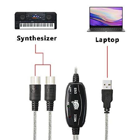 格安購入 GELRHONR USB MIDIケーブルアダプター USB Type A オス - MIDI Din 5ピン インアウトケーブルインターフェース LEDインジケーター付き 音楽キーボード 並行輸入
