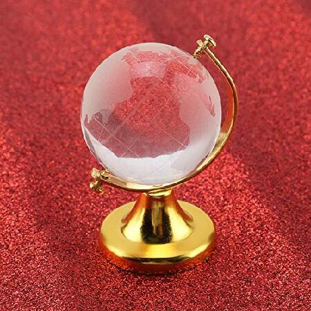 オンライン販売店 3D World Globe Crystal Ball， Mini Glass Globe Clear Desk Sphere Display World Map Miniature Paperweight for Home Office Decor Gift(Gold)並行輸入