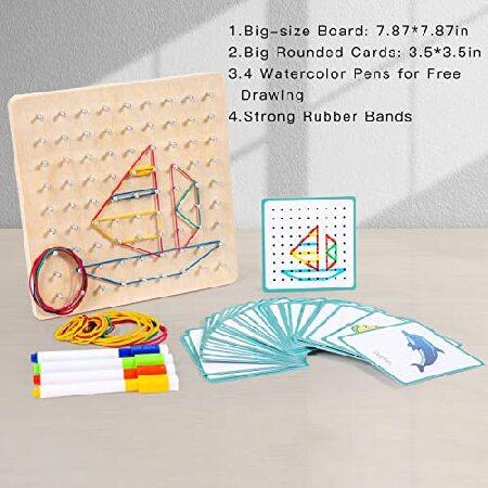 直販廉価 Auvewilo Wooden Geoboards with Rubber Bands， Montessori Educational Toy， Math Manipulative Education for Kids， Geometry Learning and Spatial R並行輸入