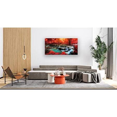 激安セール Muolunna BK03950 Wall Art Decor Canvas Print Picture Red Forest Waterfalls 1 Piece Modern Landscape Tree for Living Room Bedroom Kitchen Offic並行輸入