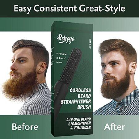 高評価なギフト Beard Straightener for Men， REHOYO Cordless Heated Beard Brush， Ionic Straightening Brush， Anti-Scald Electric Beard Comb 3 Temp Settings， Por並行輸入