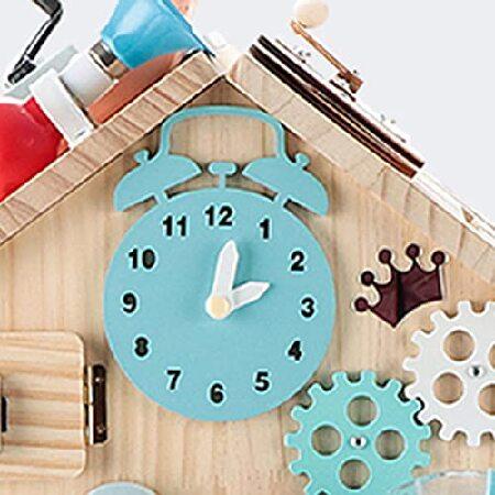 クリアランス売れ済 Menolana Montessori Wooden Clock Toy Kids Clock Toy for Preschool Children Early Educational Toy Busy Board DIY Accessories ， Blue並行輸入