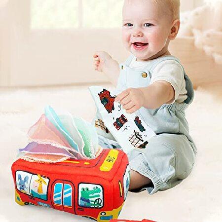 特殊消防隊 ikasus Baby Tissue Box Toy Cartoon Pattern Montessori Toy for Babies， Educational Preschool Learning Toy High Contrast Crinkle Paper Sensory S並行輸入