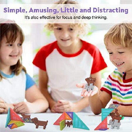 海外規格 SWEETCT Educational Puzzle Game with Magnetic Tiles and Colorful Animal Tangrams， Educational Early Learning Montessori Toys for Kids， Interac並行輸入
