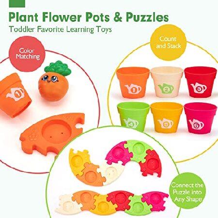 激安直営店 Learning Toys for 2 Year Olds - Color Sorting Toys for Toddlers 1-3 - Puzzle N´ Plant Flower Pots 18-Piece - Montessori Toys for 1 Year Old Gi並行輸入