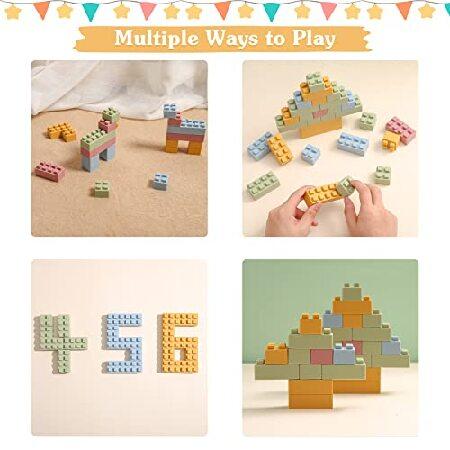 日本公式オンライン Promise Babe Children´s Silicone Building Blocks，Montessori Sensory Toy Set for Infant，Safe and Chewable Soft Stacking for 1，2，3 Years Old Bab並行輸入