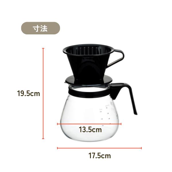 iwaki イワキ レンジのポット・ポット＆ドリッパー ブラック 1L 耐熱 