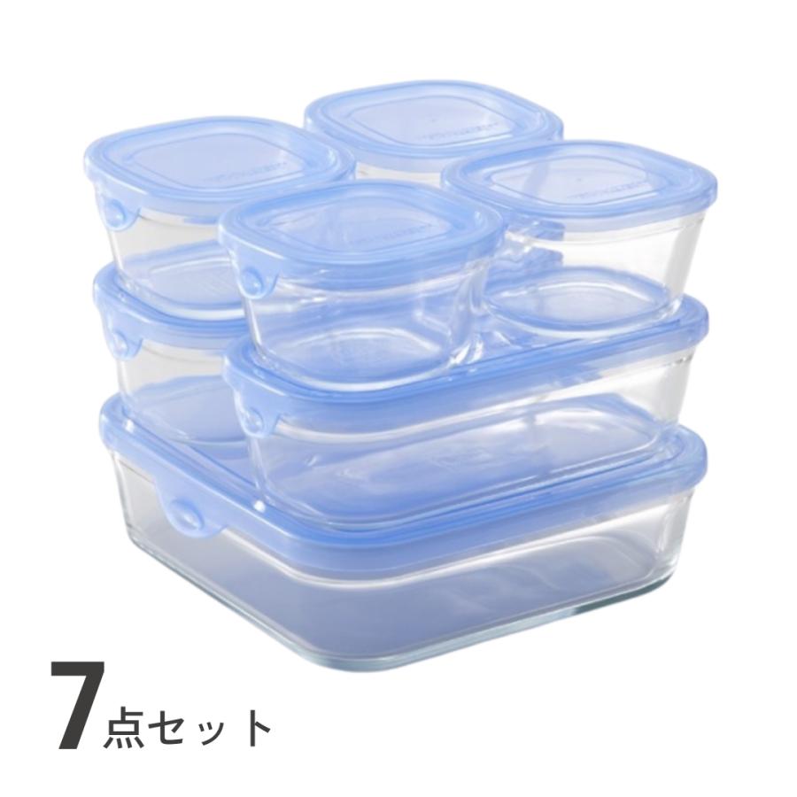 【公式】iwaki イワキ 耐熱ガラス保存容器 7点セット NEWパックアンドレンジ システムセット つくりおき 常備菜 便利 下ごしらえ ...