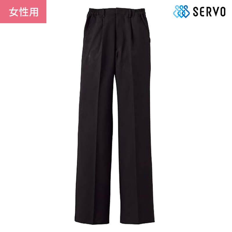 大人の上質 パンツ 脇ゴム入り レディース 黒 ブラック 7 17号 サロンパンツ スラックス 股下フリー 厨房 ホール 接客 Fech Cl