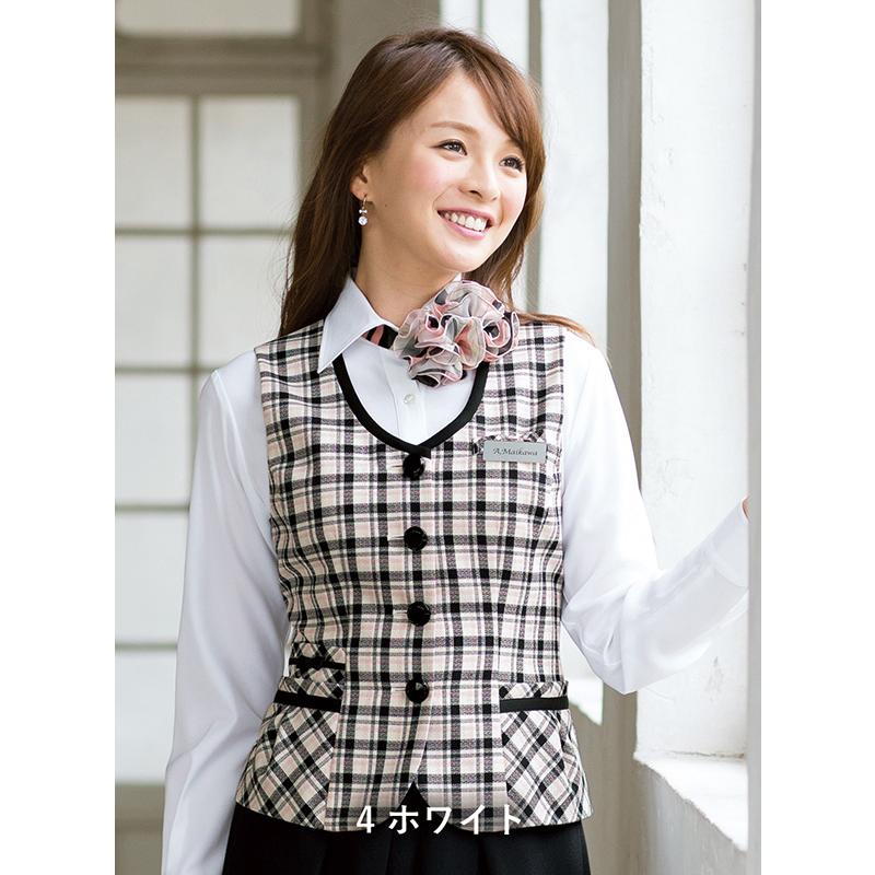 ベスト チェック ホワイト 白 ピンク 5-25号 制服 オフィス 事務 事務 