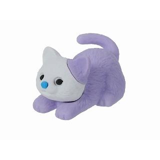 キャラクター消しゴム ホワイト&パープル イワコー ふせネコ パープル消しゴム : おもしろ消しゴムイワコー