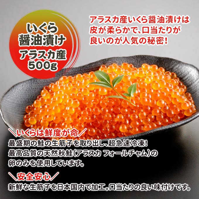 いくら 醤油漬け 鮭専門店の イクラ 500g アラスカ産 国内 加工 送料無料 ギフトの画像