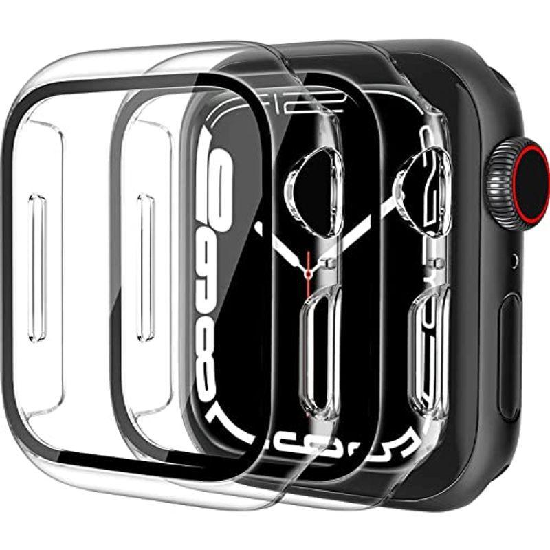 最大10%OFFクーポン 41mm Watch Apple 2枚セット ケース ケース アップルウォッチ 強化ガラス画面カバー 超軽量 耐衝撃 高耐久 PC保護カバー スマートウォッチアクセサリー