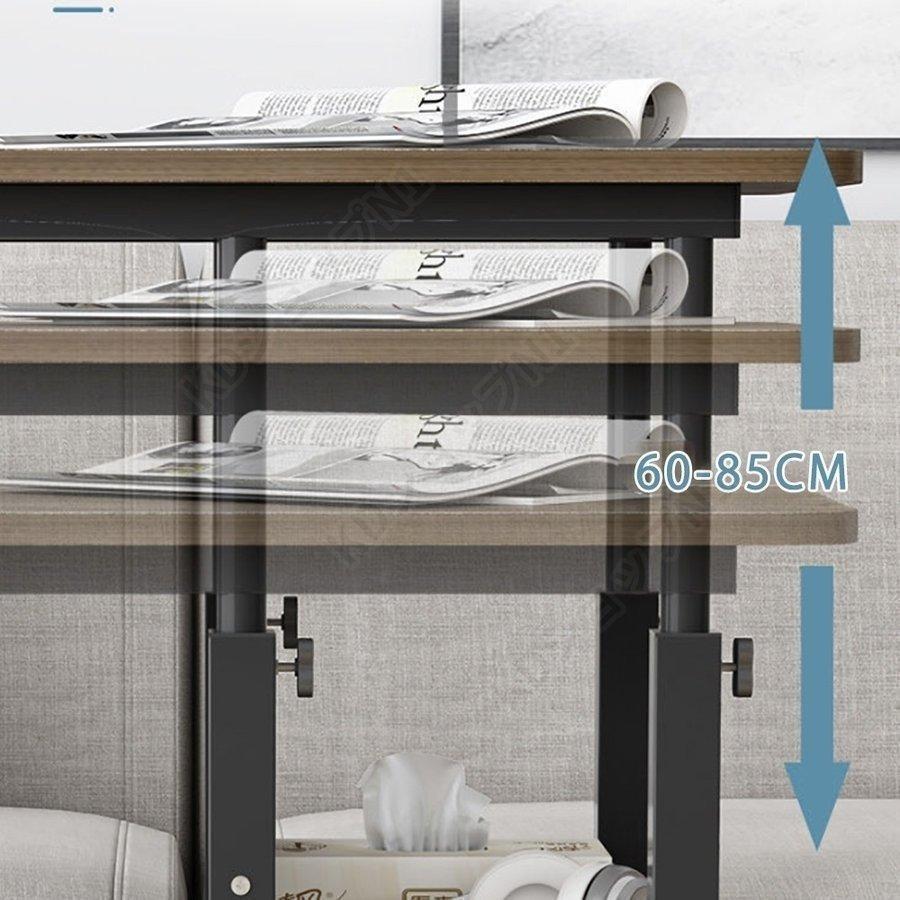 テーブル ベッドテーブル サイドテーブル 60×40cm ブラウン 昇降式 角度調節可能 テレワーク キャスター付き 木製 木目調 おしゃれ 介護ベッド｜iwamotojunkosyouten｜06