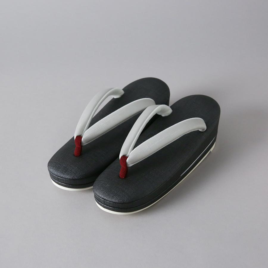 アンティーク　ぽっこり草履　鶴羽 七五三 草履単品 7歳用 黒判赤鼻緒 木製 こっぽり（ぽっくり）タイプ