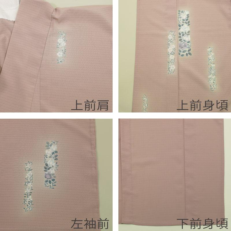 東レシルック 夏付下げ 絽ちりめん 単衣 仕立上り着物 薄紫色 唐花Lsize レディース プレタ着物 東レ 仕立て済 仕立て上がり 普段着 附下 夏着物の画像