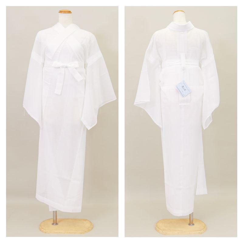 【絽ちぢみ】紙人形仕立て 東レシルック 長襦袢 夏 単衣 白 長襦袢 5サイズ SS / S / M / MT / L プレタ 仕立て上がり 衣紋抜き 共布 居敷当ての画像