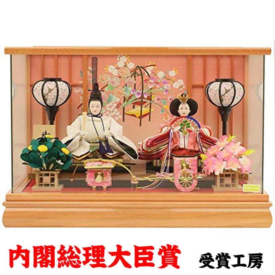 美品 さいたま岩槻人形工房雛人形 ケース飾り コンパクト ひな人形