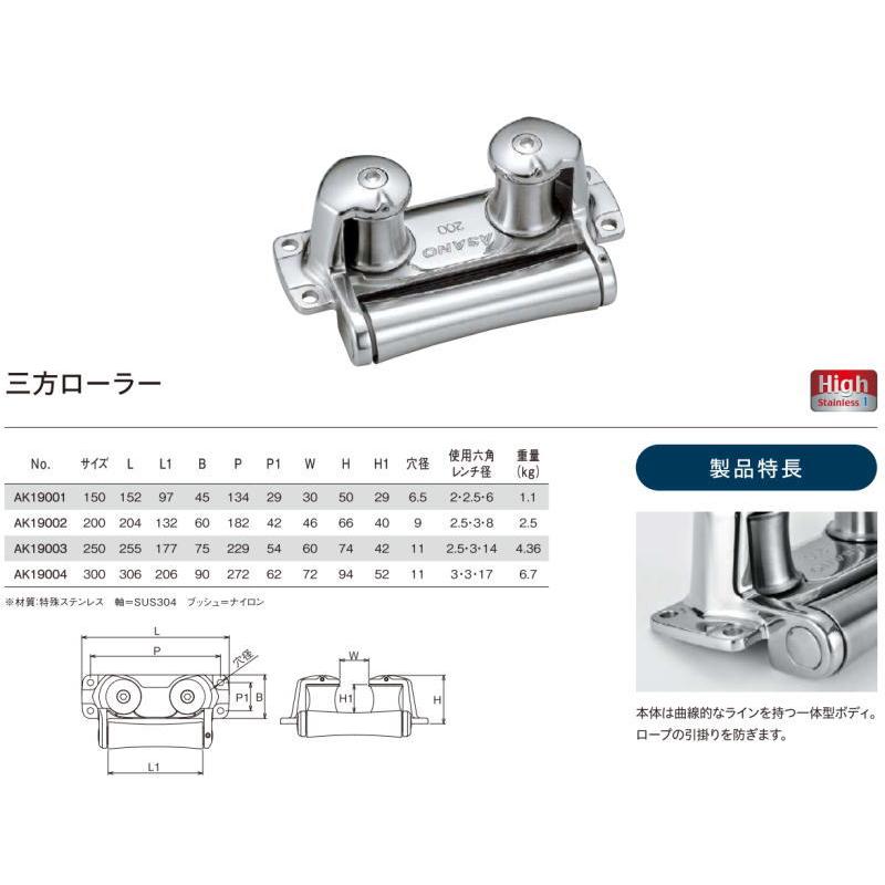 浅野金属工業 ASANO ステンレス 三方ローラー 150mm AK19001 浅野金属工業 ASANO ステンレス 三方ローラー 150mm AK19001