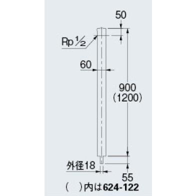 カクダイ ステンレス水栓柱 60角 624-121 : 624-121 : 岩内金物店