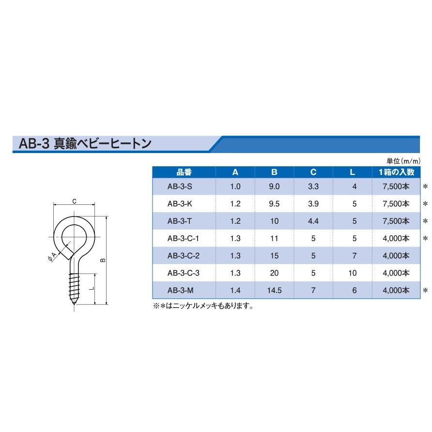 宮川公製作所 アンテナ印 真鍮 ベビーヒートン 全長9mm AB-3-S 7500本入｜iwauchi-kanamonoten｜02