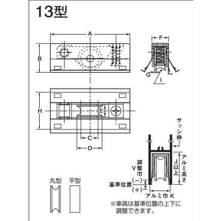 メール便　可　ヨコヅナ　ジュラコン(R)車　10個入　16型　平型　サッシ取替戸車　AES-0162