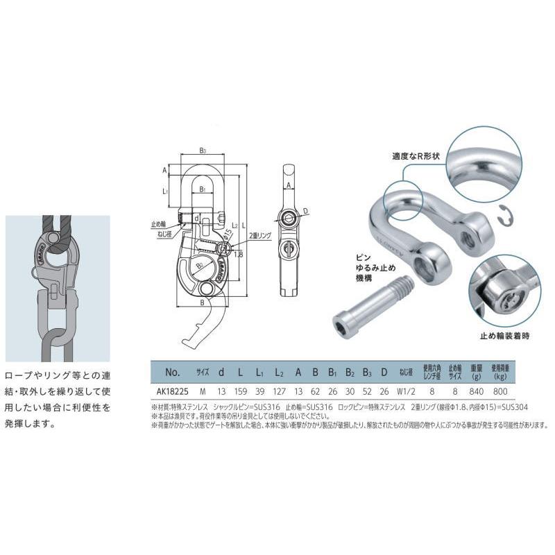 浅野金属工業 ASANO パーススナップシャックルII型 サイズM 浅野金属工業 ASANO パーススナップシャックルII型 サイズM