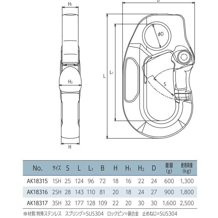 有名人芸能人 浅野金属工業 ASANO ステンレス スナップフック サイズ1SH AK18315