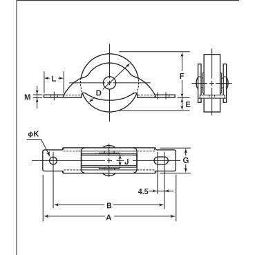 メール便　可　ヨコヅナ　真鍮戸車　30mm　平型　BRM-0302　鉄枠　20個入