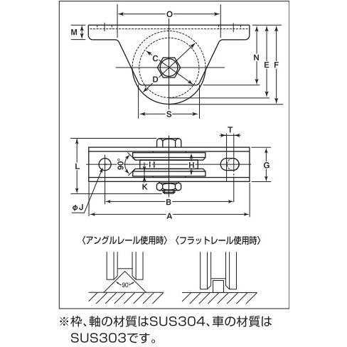 ヨコヅナ　440C　ベアリング入　50mm　2個入　ステンレス　重量戸車　VH兼用型　JCS-0506