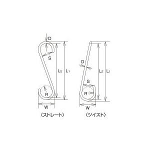 水本機械製作所 ステンレス 物干しSフック ストレート 5.5mm 水本機械製作所 ステンレス 物干しSフック ストレート 5.5mm