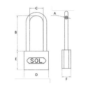 メール便 可  SOLHARD シリンダー南京錠ツル長 No.2500-45mm 同一鍵定番  1個｜iwauchi-kanamonoten｜02