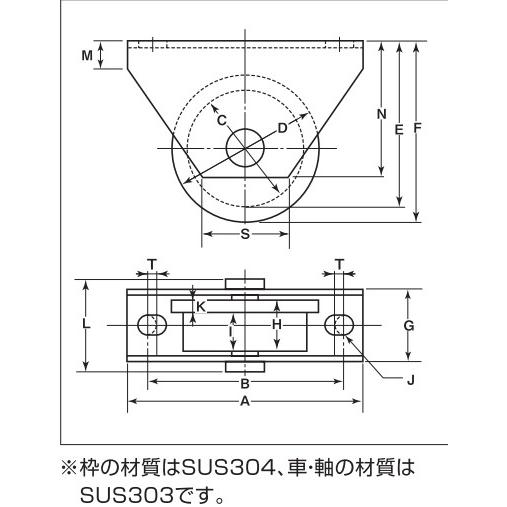 ヨコヅナ　ロタ　ステンレス　WBS-0907　重量戸車　トロ車型　90mm