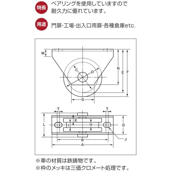 ヨコヅナ　ロタ　鉄　2個入　重量戸車　H型　WHU-1206　120mm