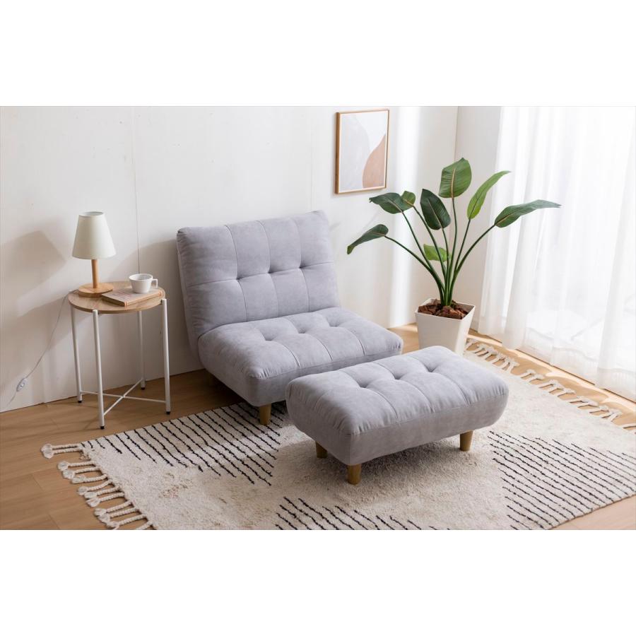 新品　オシャレ　アイボリー オットマンつき ソファ　クッション付き LANA SOFA 1人掛け アイボリー オーク/ウォルナット