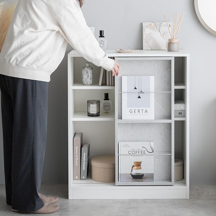 本棚 スライド棚 ラック 収納 幅71cm 高さ87cm おしゃれ コンパクト