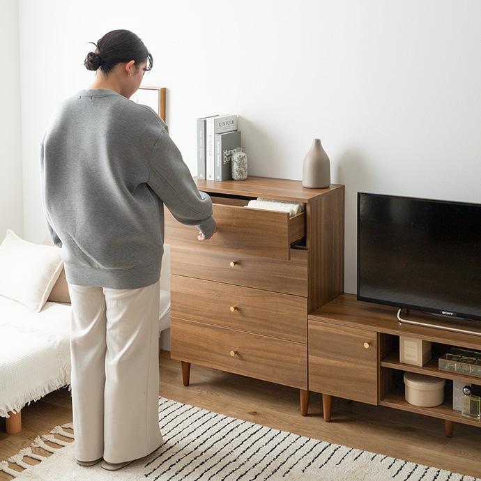 チェスト 幅65cm 奥行31cm 高さ88.2cm タンス 4段 脚付き 木目調