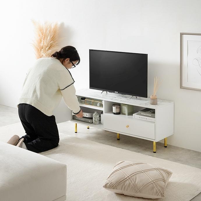 引き出し付き テレビボード 幅110cm テレビ台 大理石柄 大人かわいい