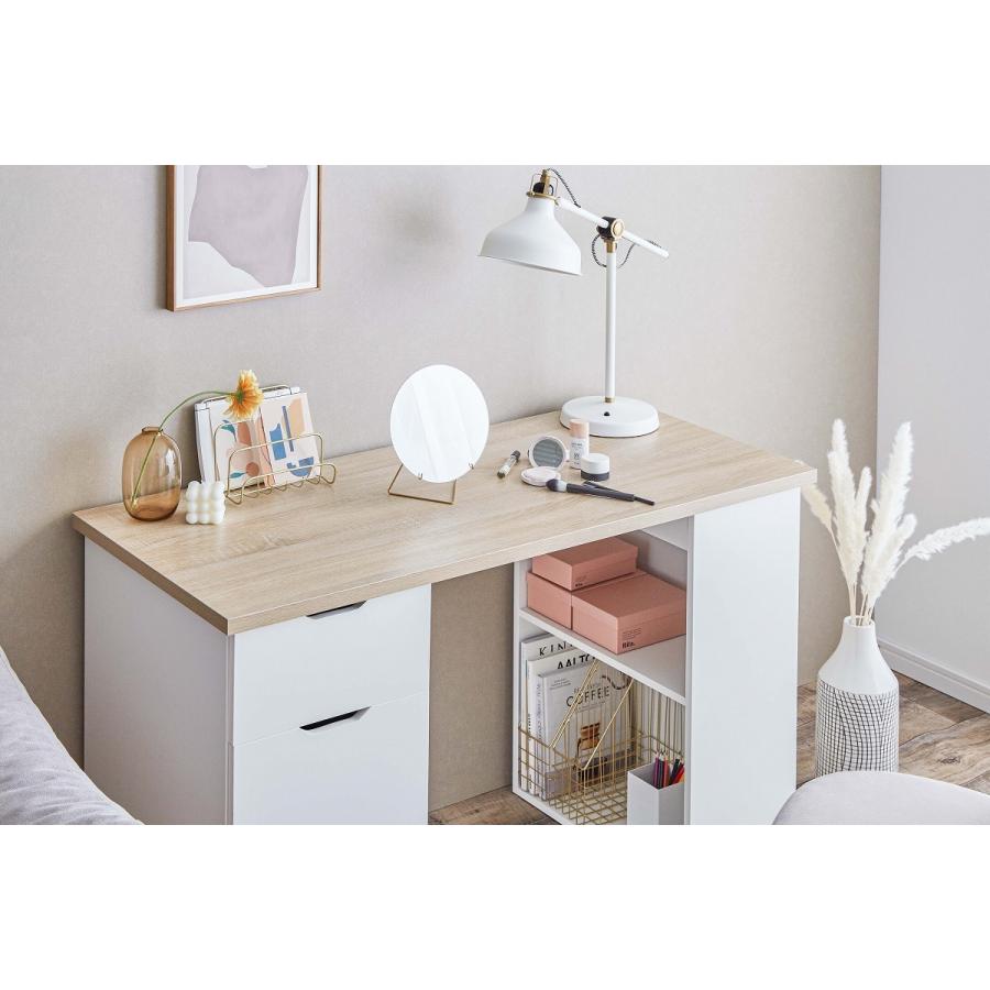 デスク 収納付き 幅120cm 引き出し 開き扉 棚 パソコンデスク 机 奥行