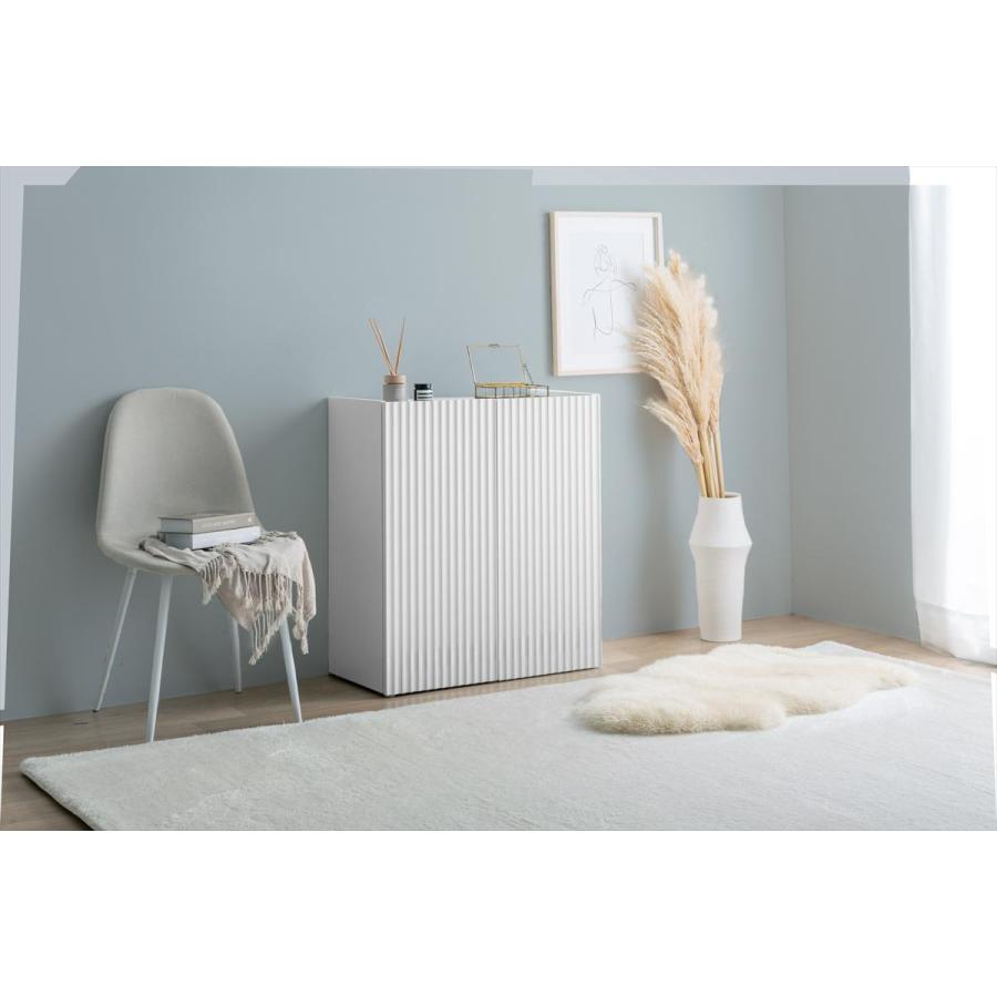 キャビネット 幅70cm 高さ80cm コンパクト 収納 波型 おしゃれ 海外