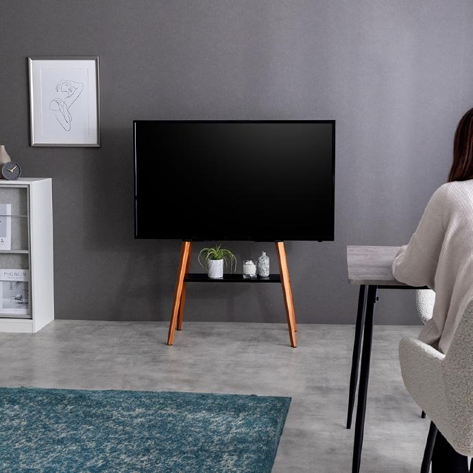 棚付き テレビスタンド スタイリッシュ 32型〜65型 天然木 壁掛け