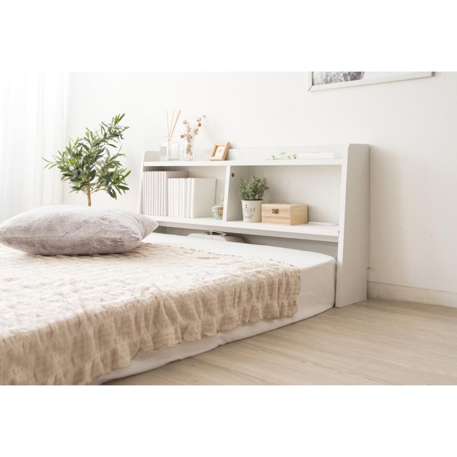 送料込み【オーク材】収納ベッド・シングル　収納棚付き　布団OK 楽天市場】【エントリーでP2倍】＜敷き布団OK＞棚コンセント付き 高さ