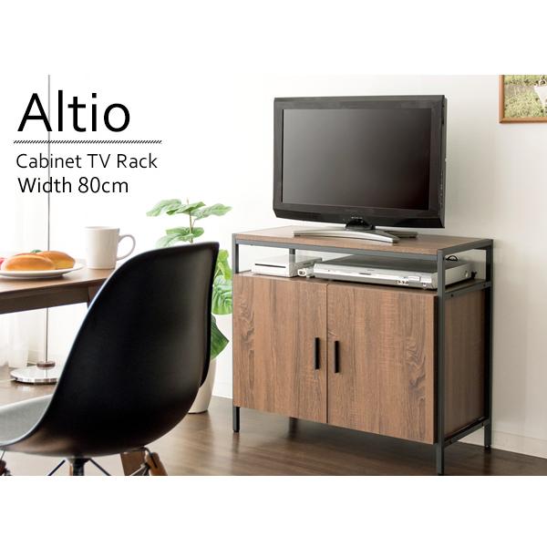ハイタイプキャビネットテレビ台 - ナチュラル、幅80cm キャビネット テレビ台 ハイタイプ 幅80×奥行き37×高さ70cm たっぷり