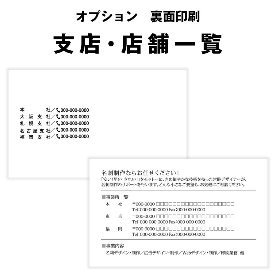裏面印刷 支店 店舗一覧 ショップ一覧【裏面印刷オプション/100枚】 名刺裏面 モノクロ : iPCコンピューター - 通販 - Yahoo ...