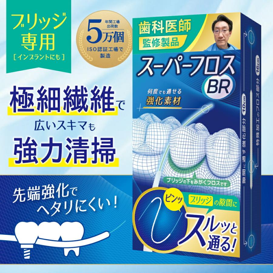 メーカー直販スーパーフロス 50本・100本入りの２種類から ブリッジ用フロス 先端改良でブリッジなどの隙間にスルッと入る 臨床36年歯科医師・理事長監修（Yahoo!・IWK通販）