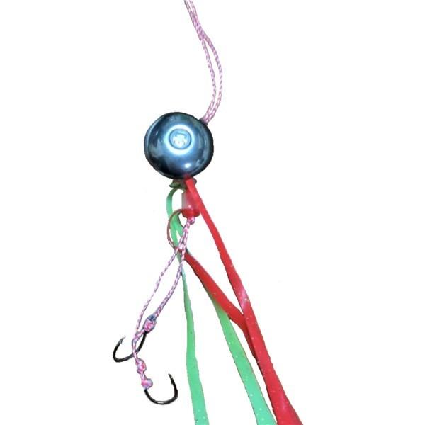 鯛ラバ用のオリジナルカラー レインボーのタングステンジグへッド